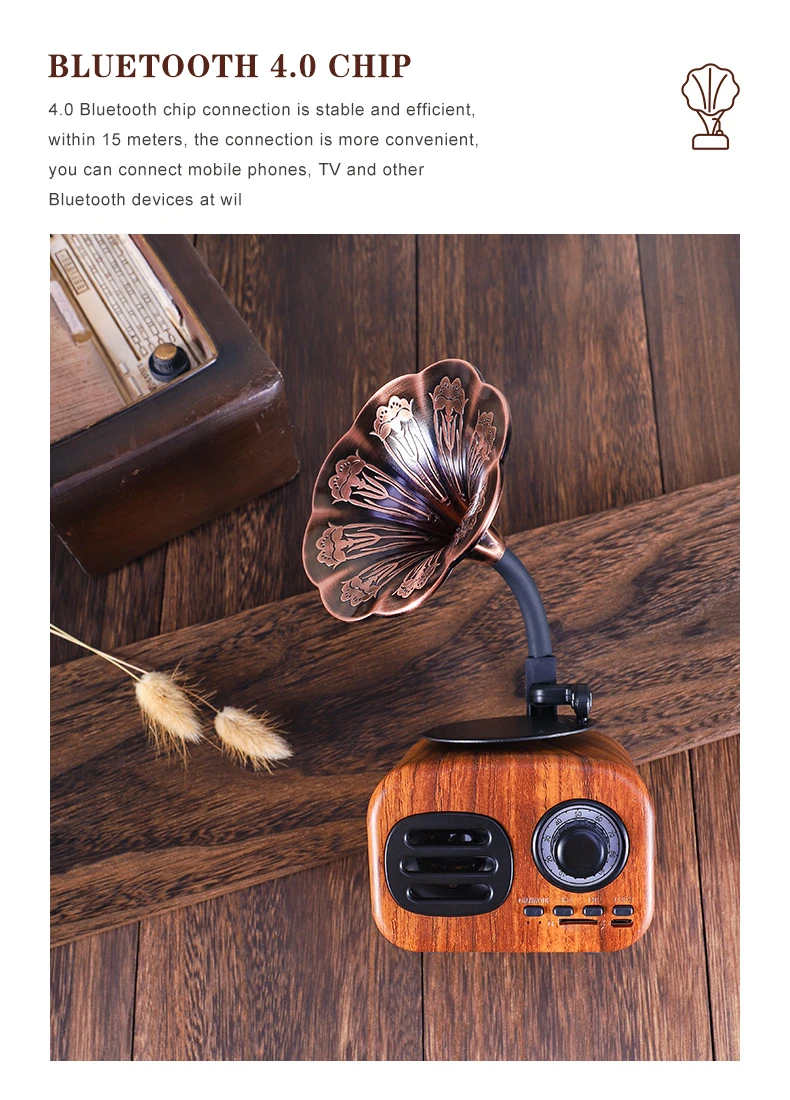 Ретро деревянный портативный мини Bluetooth динамик беспроводной громкий динамик наружная акустическая система TF fm-радио музыкальный сабвуфер