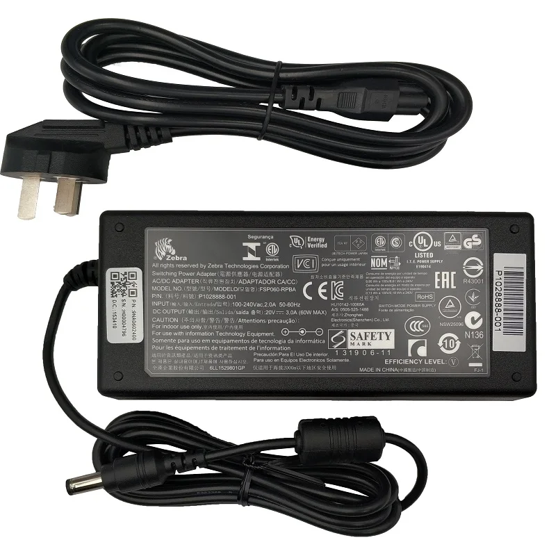 Источник питания принтер штрих-кода для Zebra GK888T TLP2844-Z LP2844 адаптер 20V3A | Компьютеры