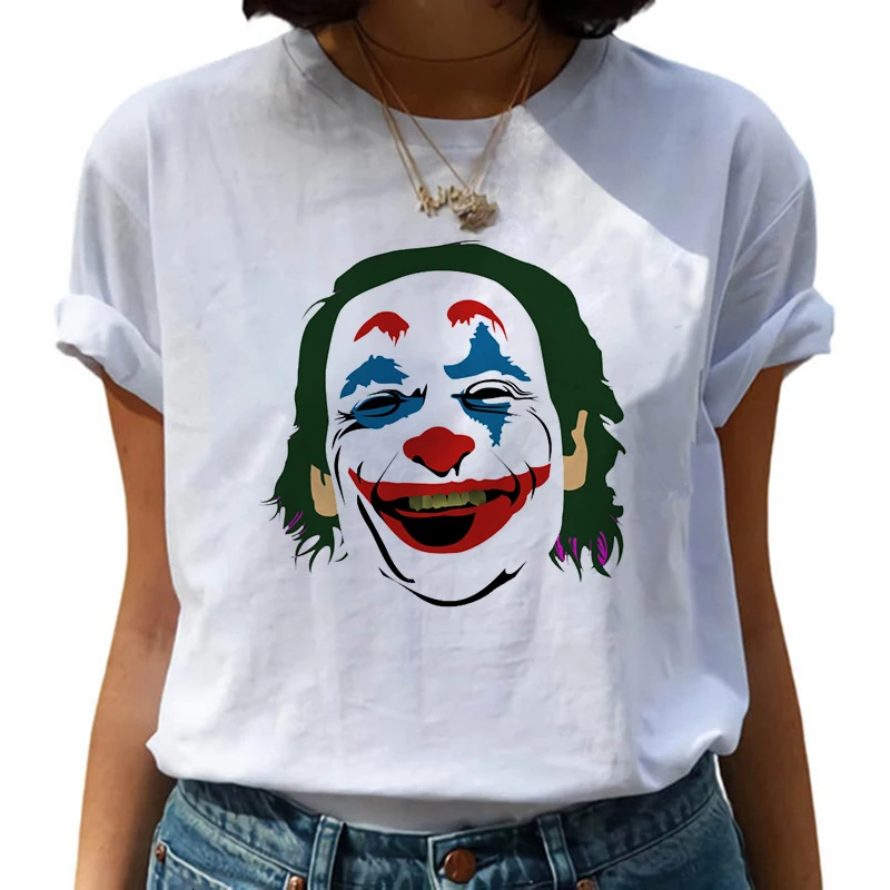 Female Funny Joker T Shirt Women Joaquin Phoenix Harajuku Chucky Horror Tshirt Ulzzang Cartoon T-shirt Graphic Fashion Top Tee