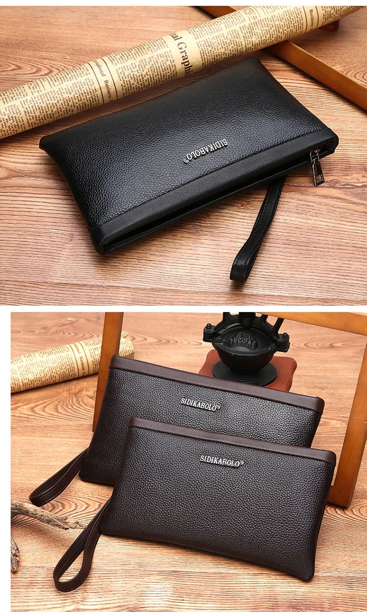 New simple men's handbag soft leather clutch bag men's casual wallet large capacity high quality