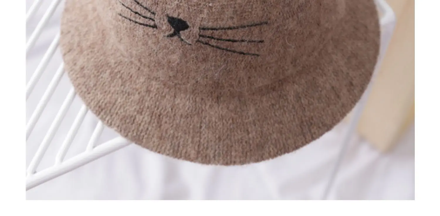 Зимняя детская однотонная шерстяная фетровая шляпа-Клош, шляпы для Федоров с милыми кошачьими ушками, теплые зимние шапки, верхняя шапка для детей 1-4 лет