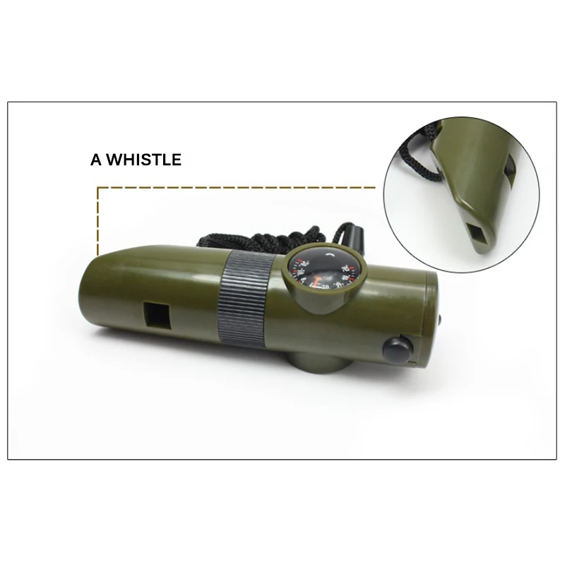 Multi-Functional Whistle Men Outdoor Camping Hiking Climbing Survival Equipments High Quality Portable Durable 7 In 1 Whistle