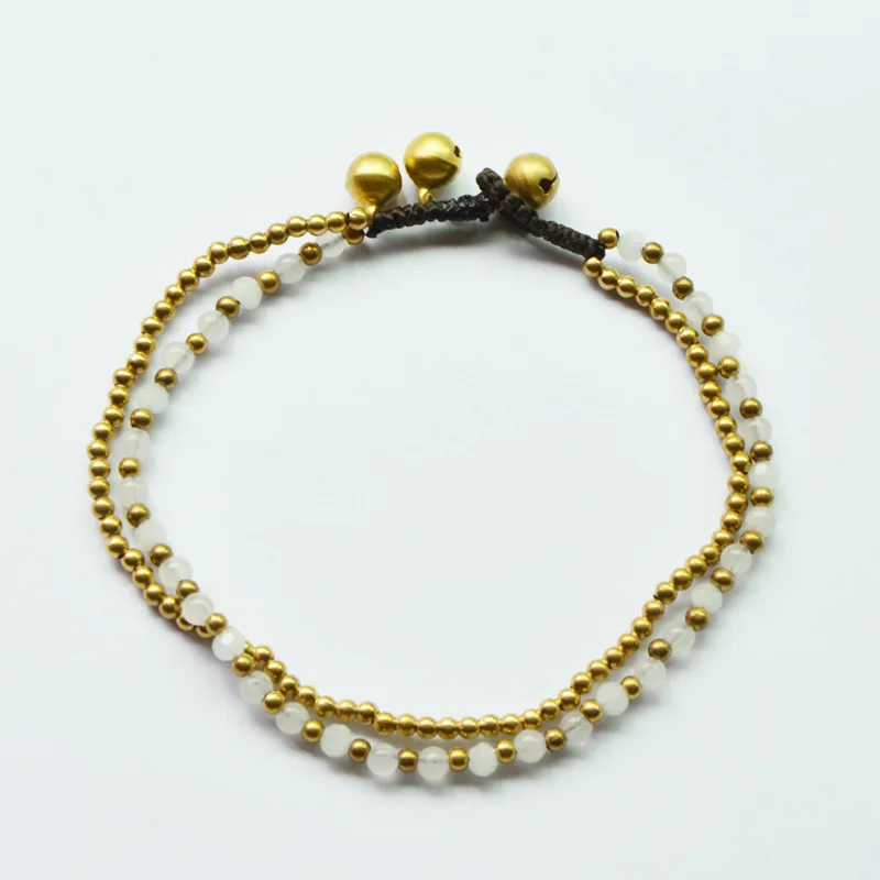 Ethnic Style Turquoise Copper Bead Bells Women's Anklets Beach European and American Bohemian Style Simple Feet Beads Anklet