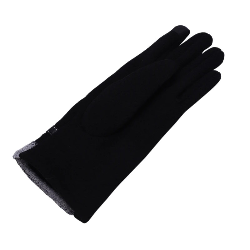 2 пары новых женских зимних перчаток с бантом и кружевами, элегантные теплые модные женские перчатки с сенсорным экраном, кожаные розовые и черные