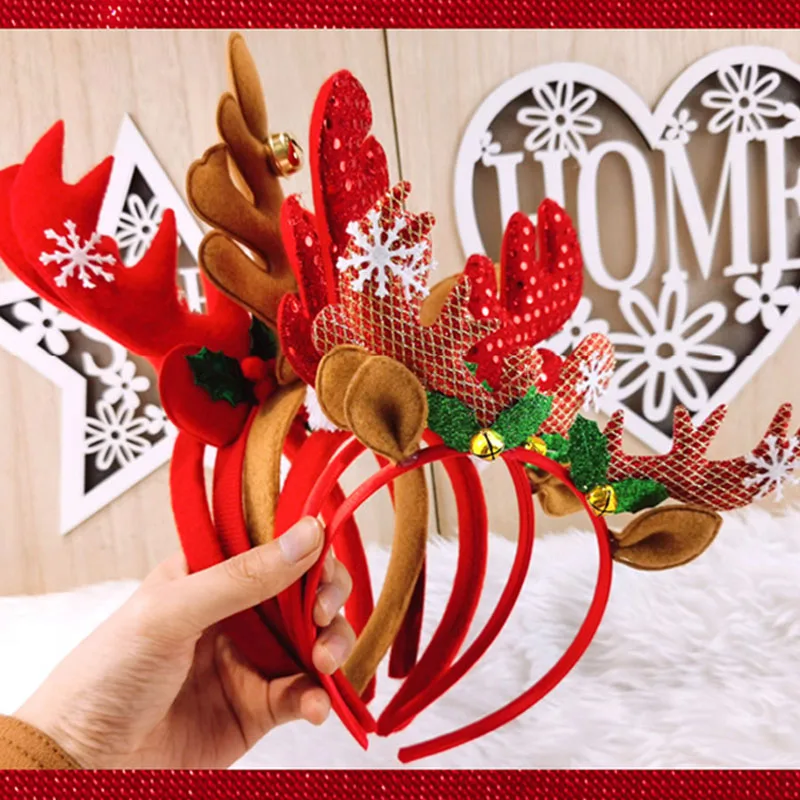

1PC Christmas Day Party Headband Hairpin Children Santa Snowman Elk Horn Headband Christmas Navidad Party Gifts For Children
