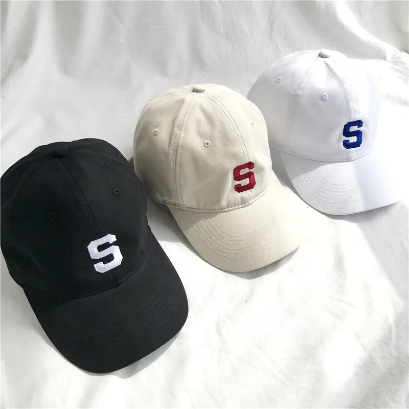 Summer Korean Version S Embroidered Soft Top Baseball Hat Women Vintage Casual Couple Duck Tongue Hat Curved Eaves Adjustable
