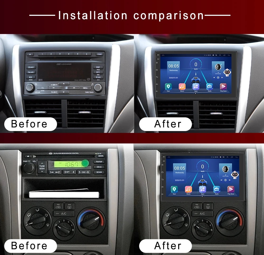 Podofo Android 2Din Car Radio Carplay Multimedia Video Player Universal Auto Stereo GPS For Volkswagen Nissan Hyundai Kia Toyota