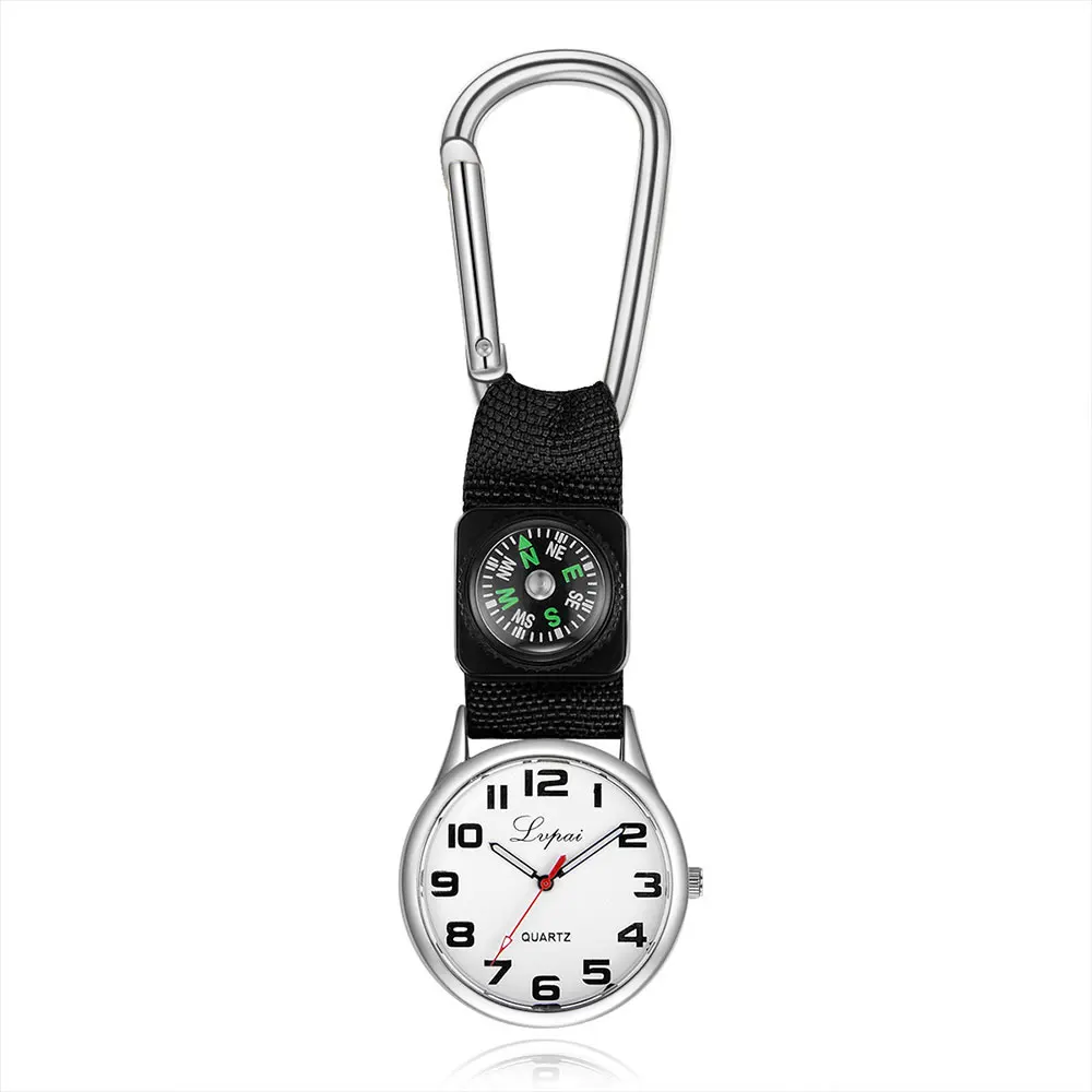 Compass SOS Pocket Watch Mechanical White Dial Key Buckle Camp Fob Pocket Watch Quartz Quartz Watch Retro Survival