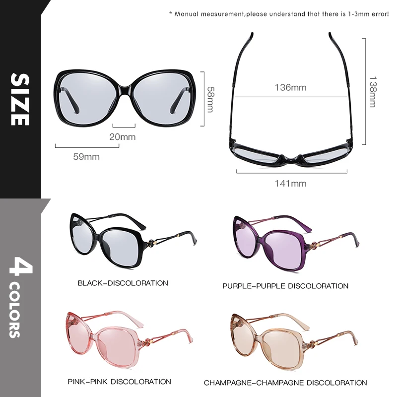2024 Photochromic Polarized Lady Sunglasses Vintage Big Shades For Women Cat Eye Sun Glasses Fashion Eyewear UV400 gafas de sol 4