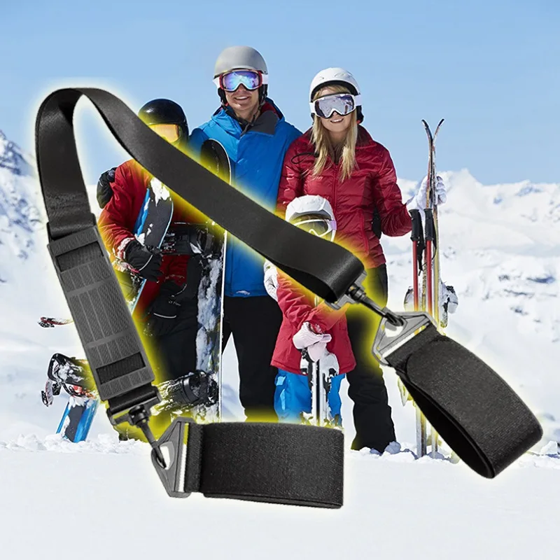 Лыжный плечевой ремень черный супер прочный регулируемый ручной фиксированный ремень для переноски для сноуборда лыжная палка
