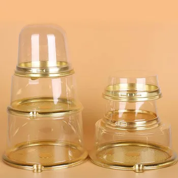 

20% off--45PCS 11.5x9 cm Gold Color Transparent Cake Dome Containers Cake stand Cheesecake Box Wedding Christmas Party Decor