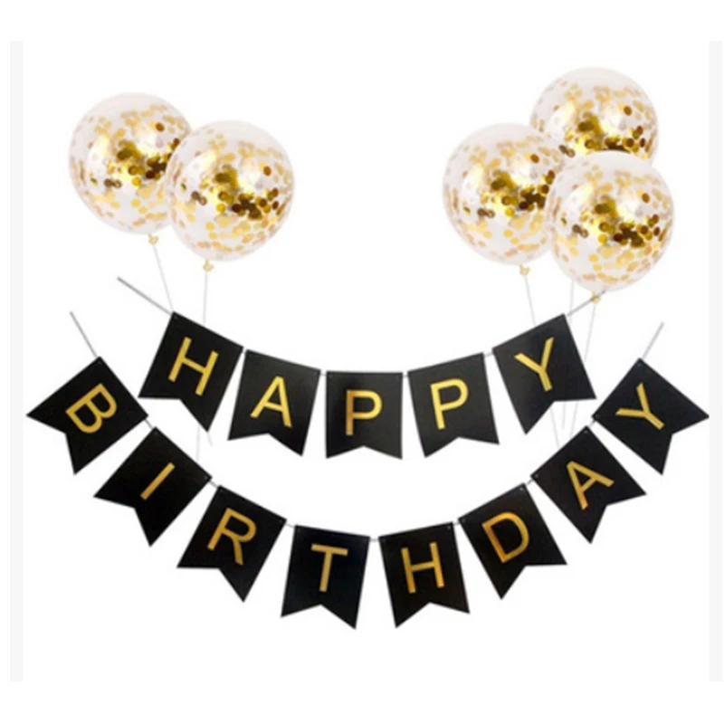 

Five Birthday Balloons+ Happy Birthday Letter Flag Suitable For Birthday Party