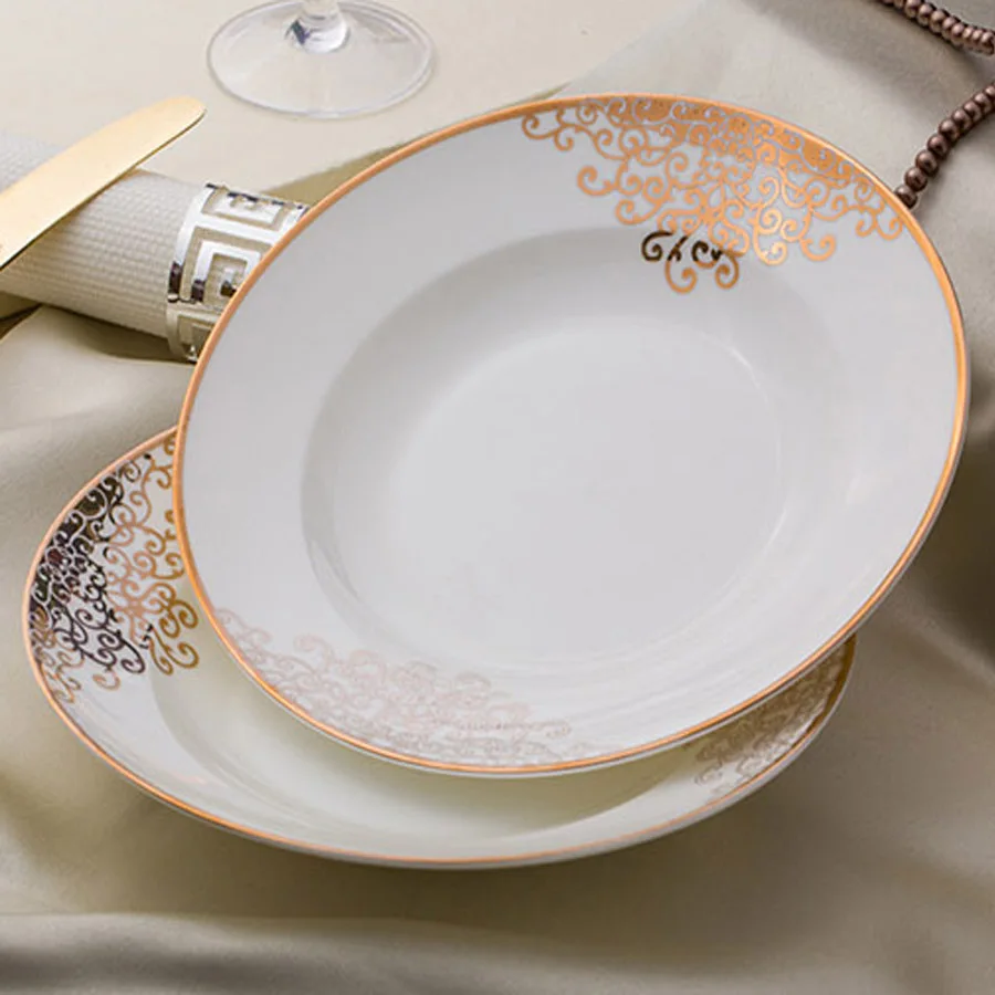 56 Heads Jingdezhen ceramics Dinner Dish Rice Salad Noodles Bowl home dish soup bowl taste dish rice bowl Pot Dinnerware Sets