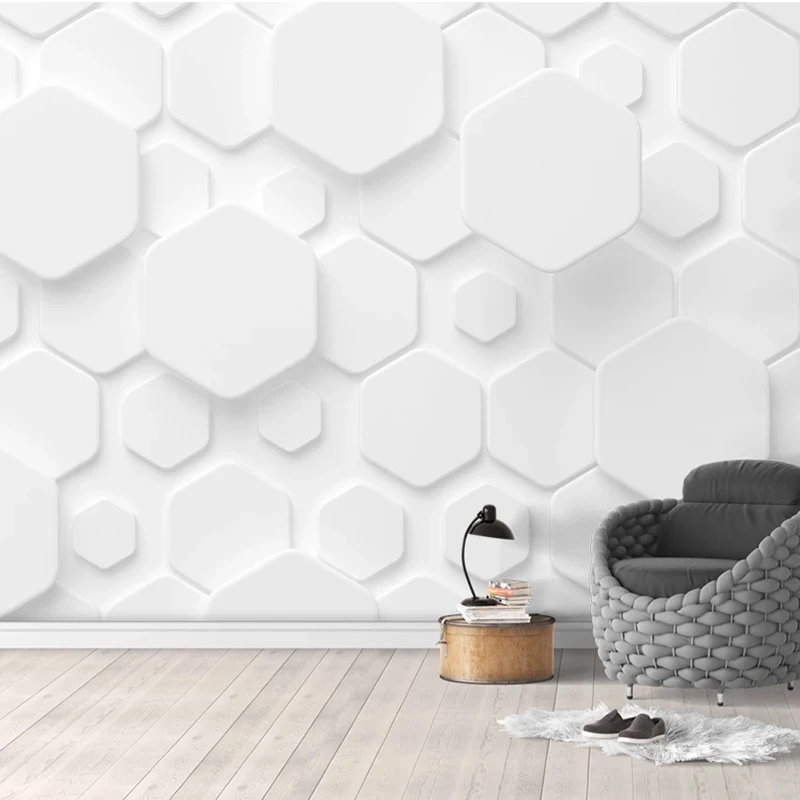 Solid White Geometric Figures Custom 3D Wall Mural Cloth Living Room TV Home Decor Waterproof Paper Papel De Parded | Обустройство