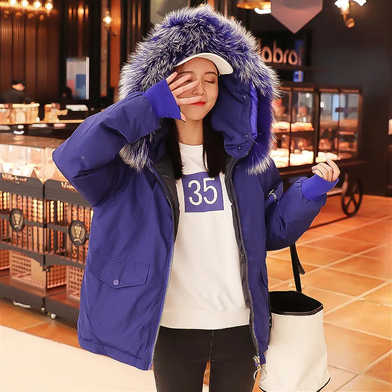 

Photo Shoot 2018-down Jacket Women's Large Size Thick Lettered Short Large Fur Collar xiu xian single Overcome Cotton Coat Women