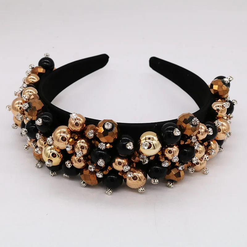 Baroque Vintage Crystal Headband Beads Handmade Elastic Hair Bands Girls Hairband Accessories Wedding Jewelry Party Gift | Украшения и