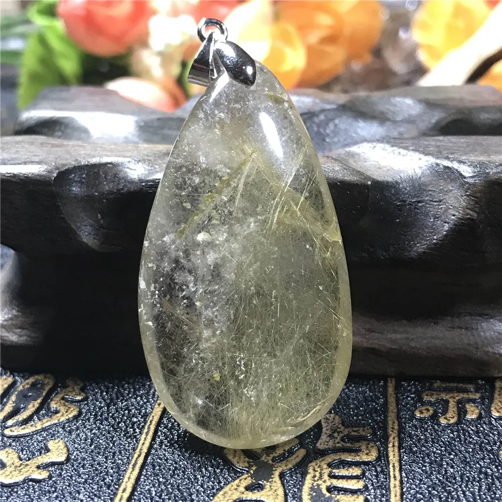 Natural Gold Rutilated Quartz Pendant (3)