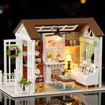 

DIY Miniature Dollhouse Kit Realistic LED Mini 3D Wooden Home Decoration Accessories Room Children's Day Birthday Christmas Gift