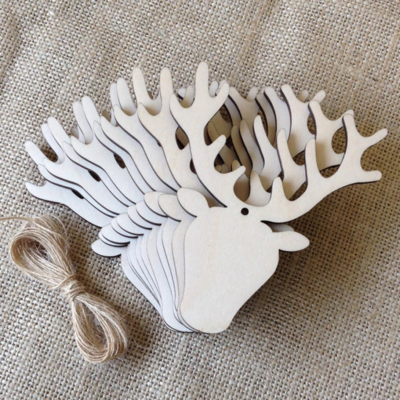 

2019 New Year 10pcs Wooden Tags Merry Christmas Tree Pendant Drop Ornaments Decorations Art Crafts Home DIY Scrapbooking