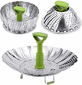 

9Inch Fold Steamer Basket Retractable Adjustable Stainless Steel Steamer Household Kitchen Vegetable Egg Cook Steaming Racks