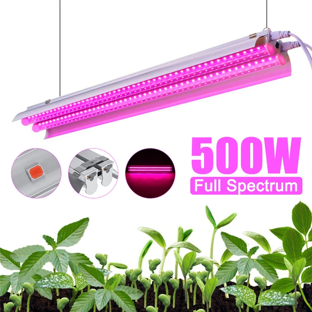 Led Grow Lights 500w Full Spectrum Growing Led Lamp Lighting 50cm Double Tube Plant Chandelier For Hydroponic Indoor Plants Led Grow Lights Aliexpress