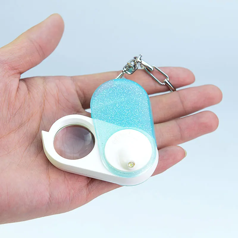 

2PCS Folding Key Chain Ring Magnifying Glass With LED Light Portable Mini Pocket Jewelry Magnifier 3X Jewel Loupe Tool