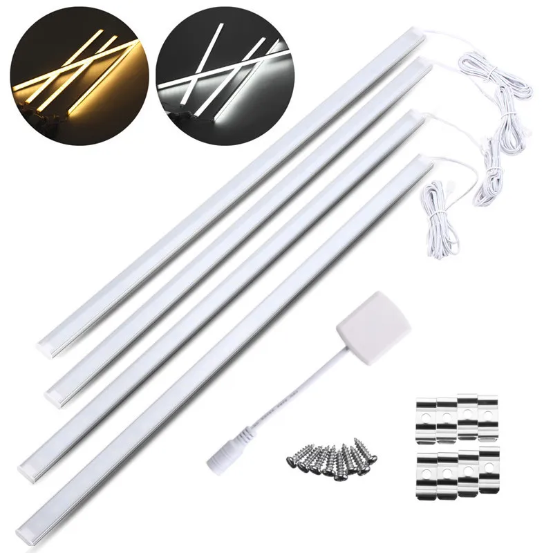 

4Pcs 50cm DC12V LED Under Cabinet Lighting LED Bar Lights Kitchen Cabinet Strip Lights for Cupboard Wardrobe Shop counter