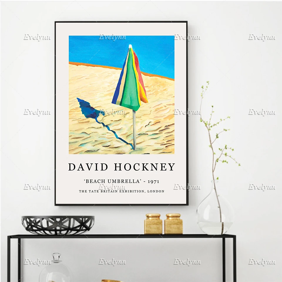 David Hockney Exhibition Poster Beach Umbrella minimalism Wall Art