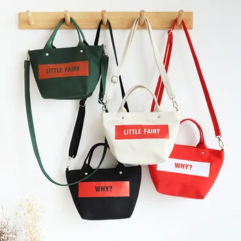 

English Letter Canvans Handbag Women Shoulder Bags Removable Strap Crossbody Bag Storage Accessories For Travel Shopping School