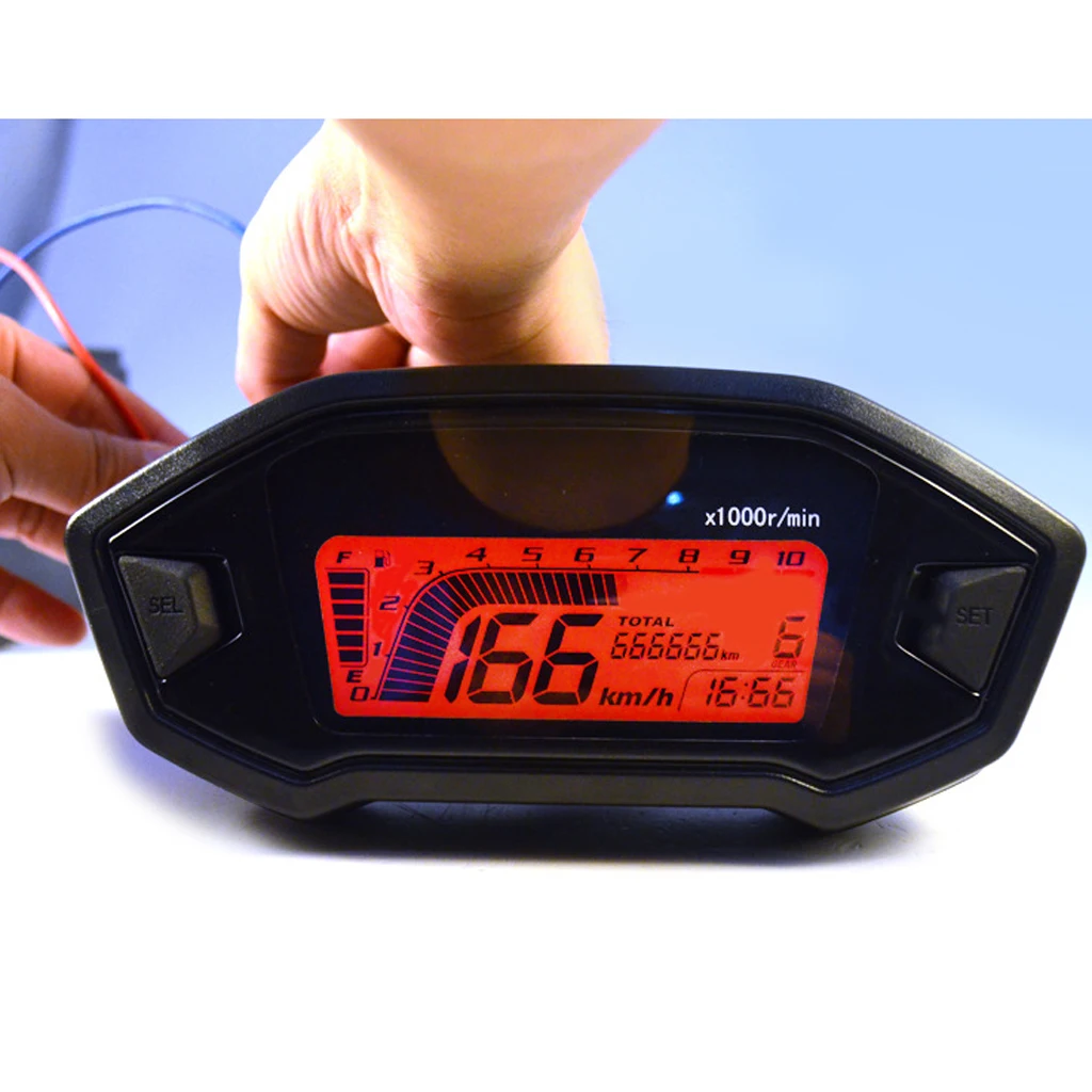 Universal Motorcycle LCD RPM Digital Display Odometer Speedometer Colour Backlight