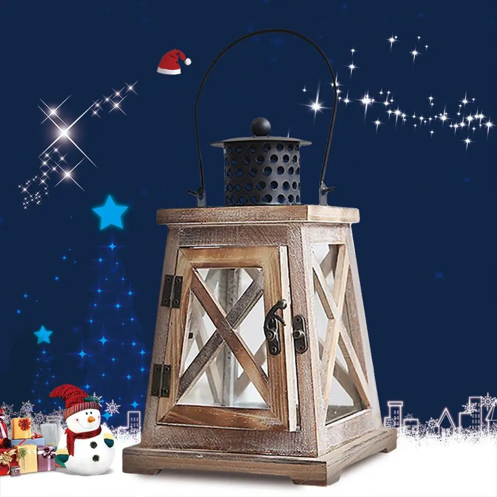 Nordic style home decoration tealight holder wooden candle holder Christmas candlestick retro candlestick lantern family 20N8