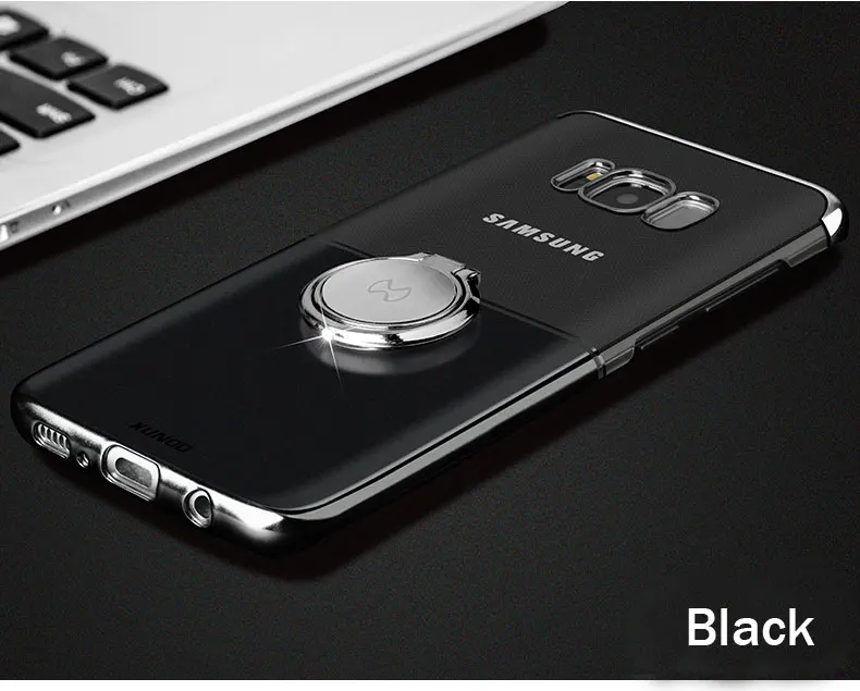 Black Роскошный прозрачный чехол Xundd из поликарбоната для samsung Galaxy S9 S8 Plus, чехол на заднюю панель с магнитным металлическим кольцом, функцией подставки - Цвет: Black