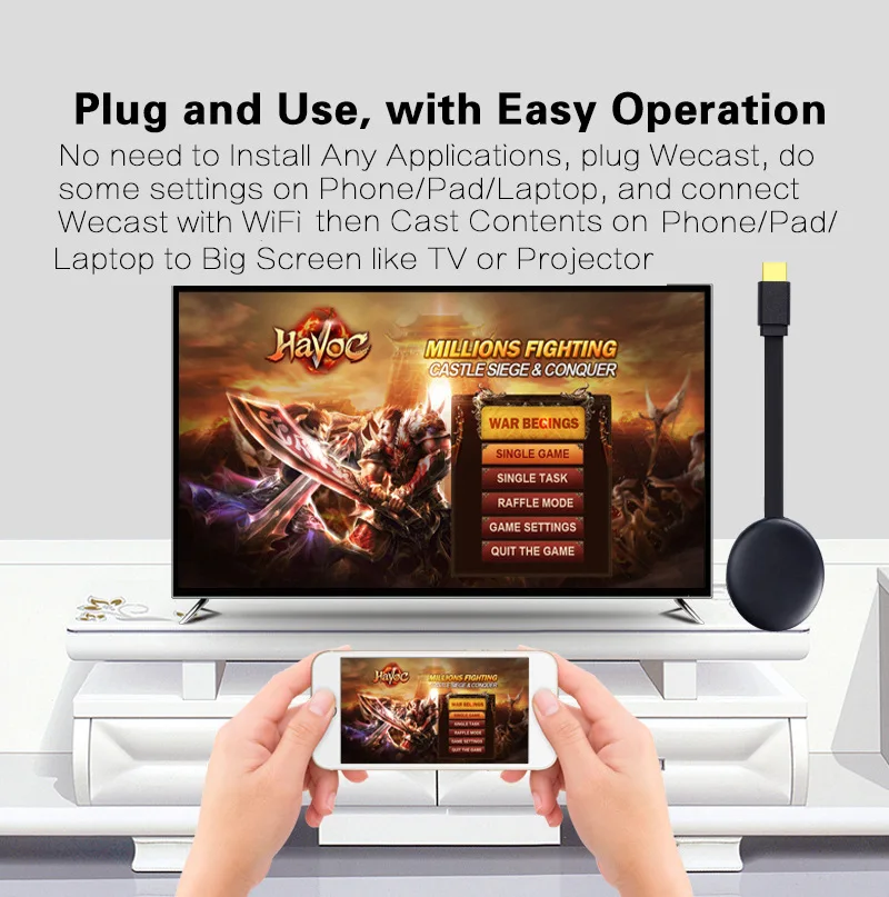 G6 tv Stick 2,4 ГГц Видео Wi-Fi дисплей HD экран Android Youtube Push iOS сканирующий код соединение с HDMI для Chromecast 2 RK3036