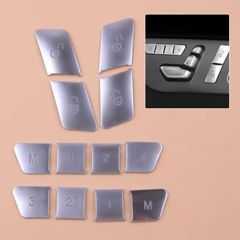 

12pcs Silver Door Window Glass Lift Switch Seat Lock Button Sticker Trim Cover Fit For Mercedes Benz A B C E Class