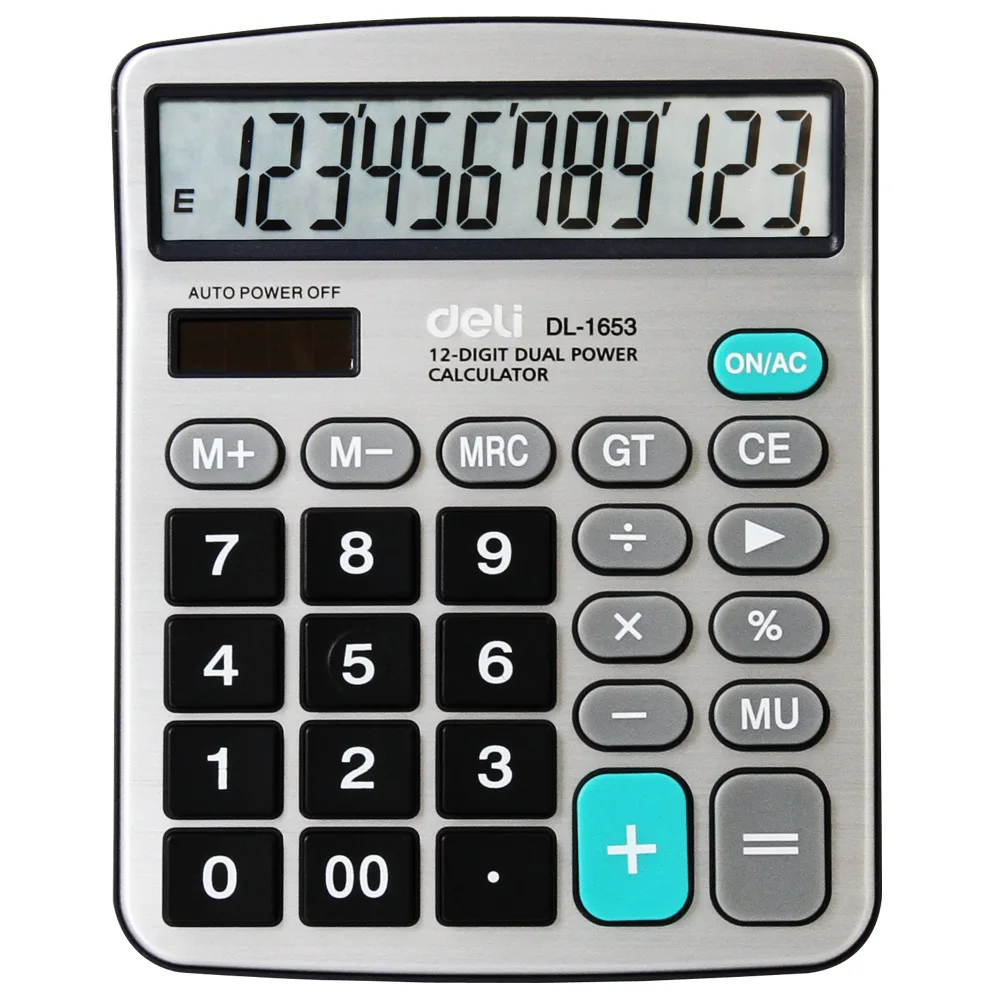 

Deli Calculator Office Financial Business 12-Bit Large Screen Calculator Big Button Calculator