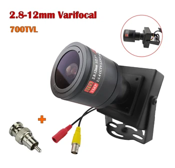 

Metal 700TVL Mini Camera 2.8-12mm Adjustable Lens Manual Varifocal Lens+RCA Adapter CCTV Camera Car Overtaking Camera