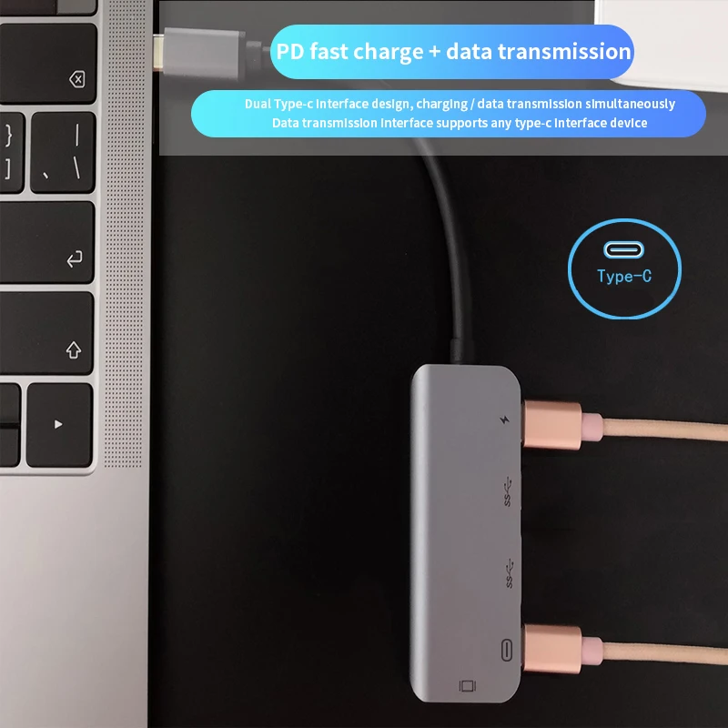 5 в 1 USB C док-станция для ноутбука USB 3,0 HDMI PD Fealushon для MacBook samsung Galaxy S9/S8/S8+ type C док-станция usb-хаб