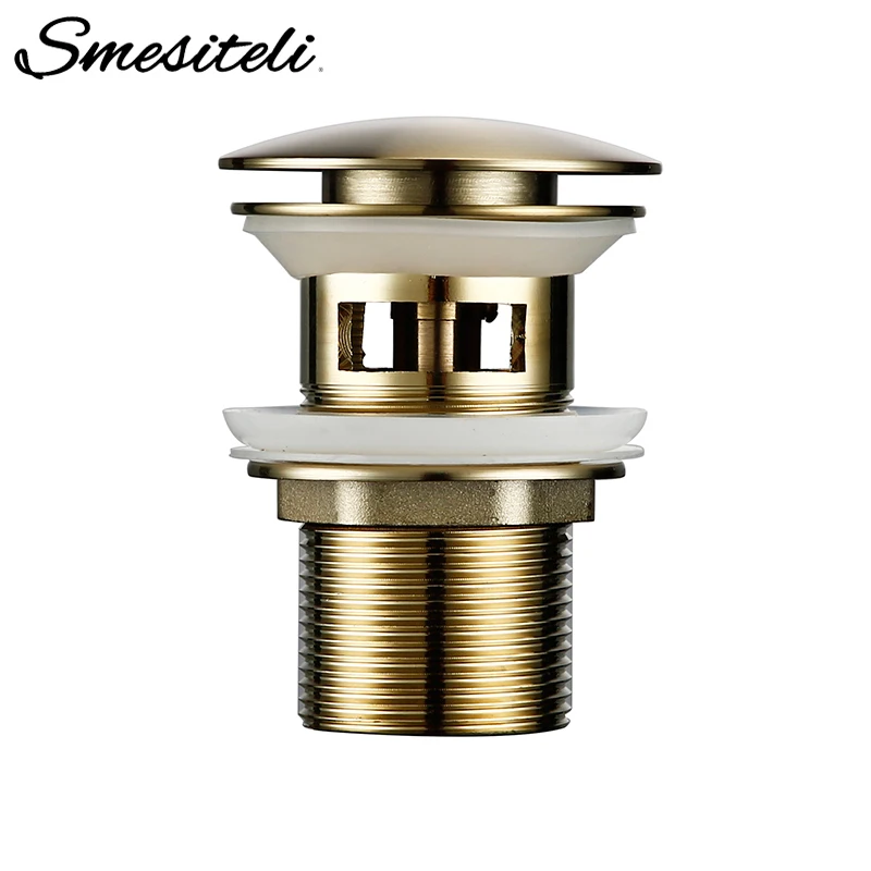 Smesiteli Bath Bathrrom Accessories Brushed Gold Matt Waste Pipe Drainage System With Overflow Bathroom Hotel Stopper Dispenser