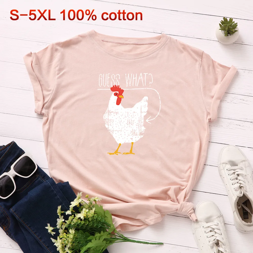 S-5XL, хлопок, женская футболка, Harajuku, летняя, милая, с принтом петуха, футболка с коротким рукавом, Круглый ворот, большой размер, футболка, повседневные, свободные топы