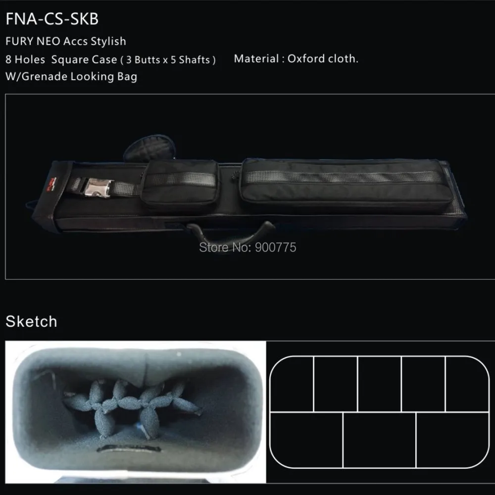 Чехол для бильярдного кия FURY CUE 3B5S с плечевым ремнем и ручкой различных цветов для 1/2