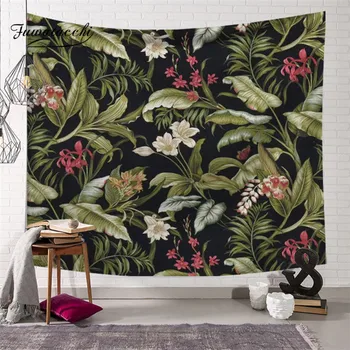 

Fuwatacchi LeavesTapestry Wall Hanging Tapestries Palm Tree Tropical Leaves Flower Pattern Beach Blanket Wall Cloth Carpet Rug