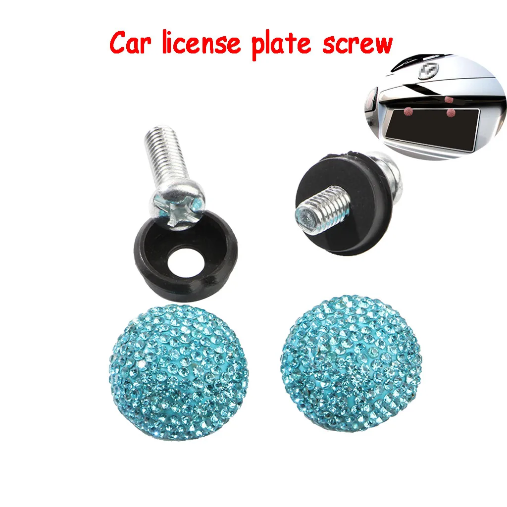 blue Tire Valve Stem Caps Number Plate Covers Car Screw Bolt Caps License Plate Accessories#0 - Цвет: blue