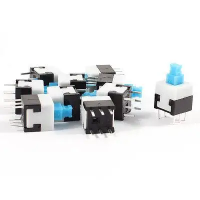 

10 Pcs DC 30V 0.5A 6-Pin DIP Latching Blue Push Button Torch Switch 8x8mm