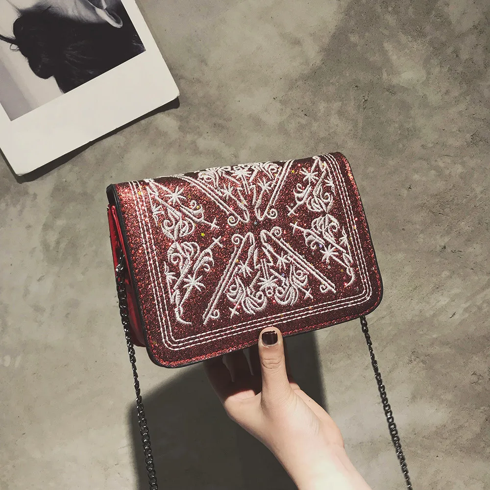 Сумки через плечо для женщин вышивка красивая сумка блестки Bling Национальная женская сумка на плечо