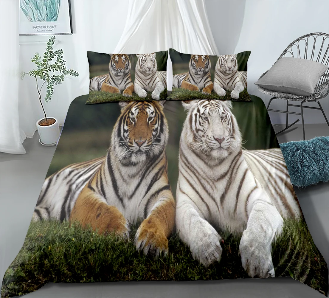 3d Colorful Tiger/Lion Bedding Set Stylish Comfortable Down Bedding Set Children Bedding Set Animal Printed Home Textile Set double duvet covers