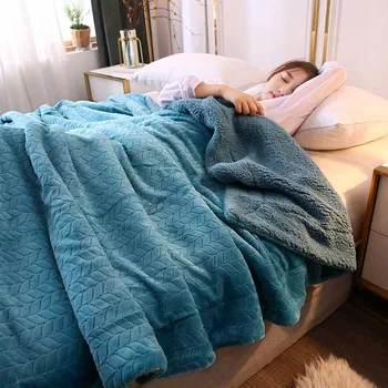 

Thicken 2 Layer Coral Fleece Blanket for Bed Sofa Warm Flannel Throw Blanket for Single Double Bed Winter Bed Sheet Cover Quilt
