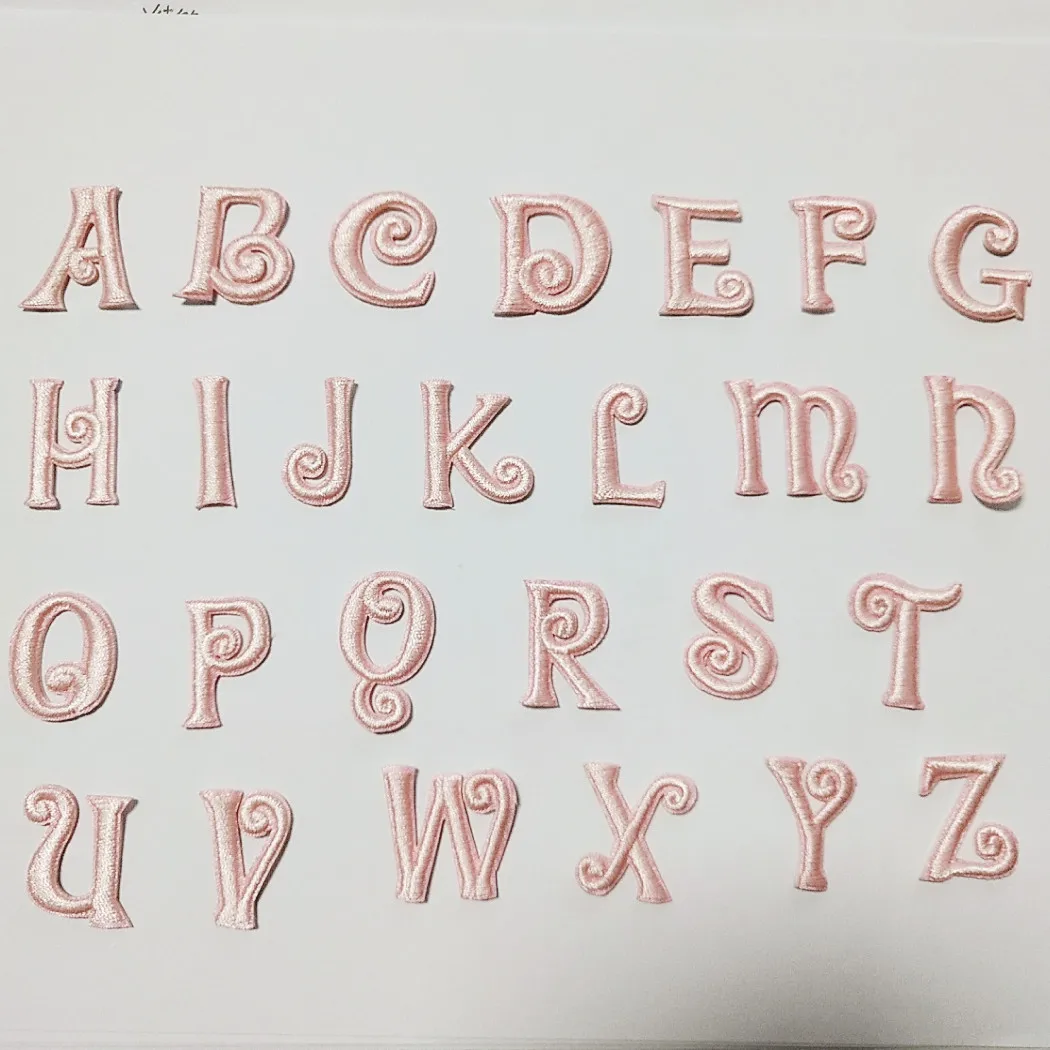 Self-Adhesive Pink Letter Patch for Clothing Embellishment