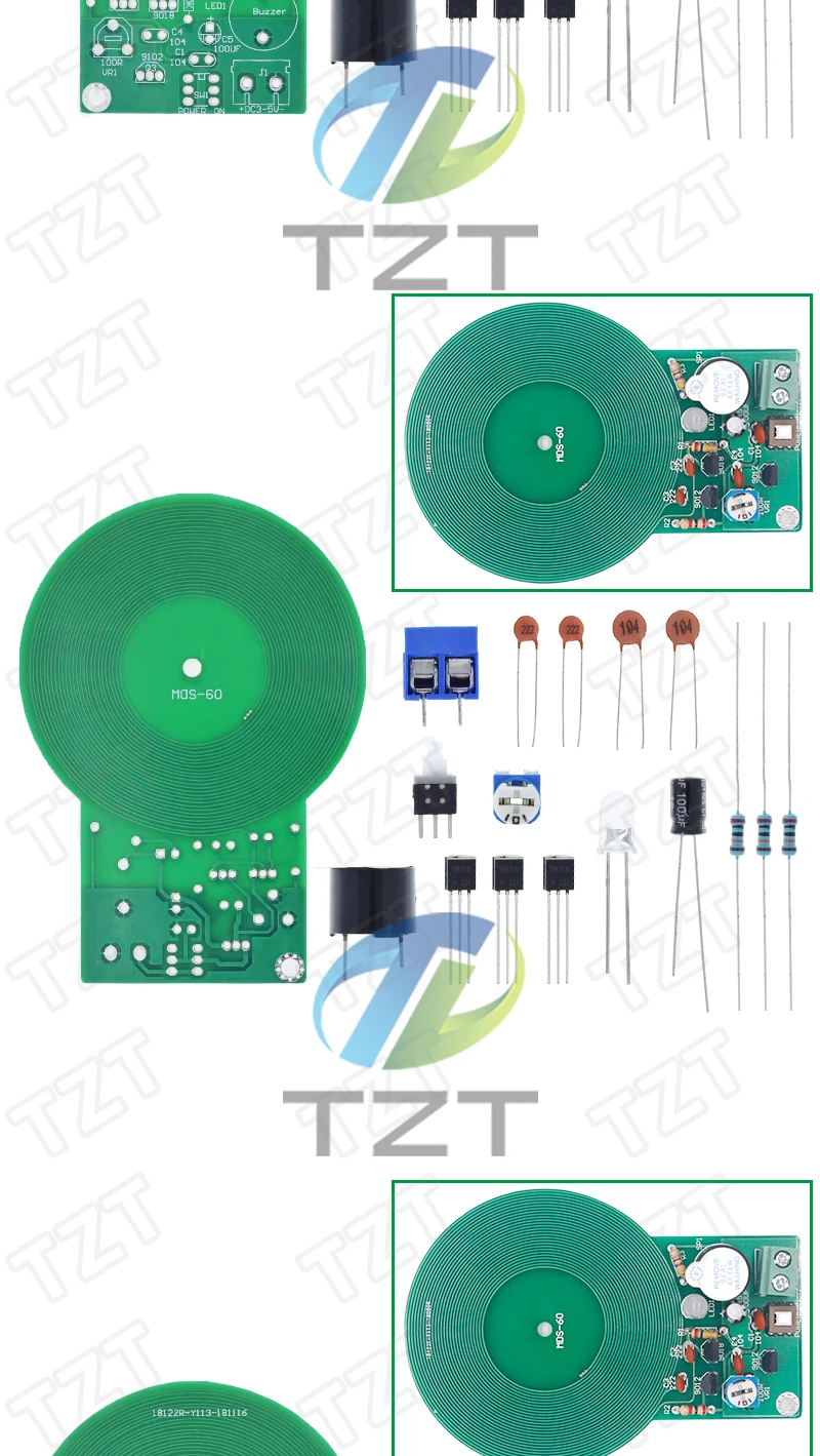 TZT Metalldetektor-Bausatz Elektronik-Set DC 3V-5V 60mm Berührungslose Sensoren-Platine Modul DIY Elektronik-Teil Metalldetektor DIY-Bausatz – Detail 4