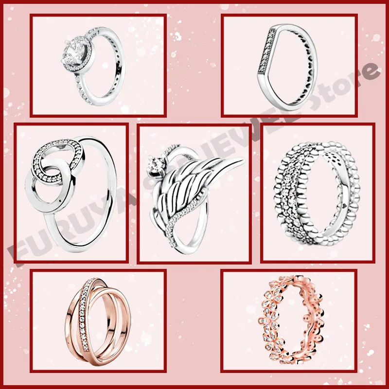 Модные кольца из стерлингового серебра 925 пробы сверкающие Угловые Крылья корона