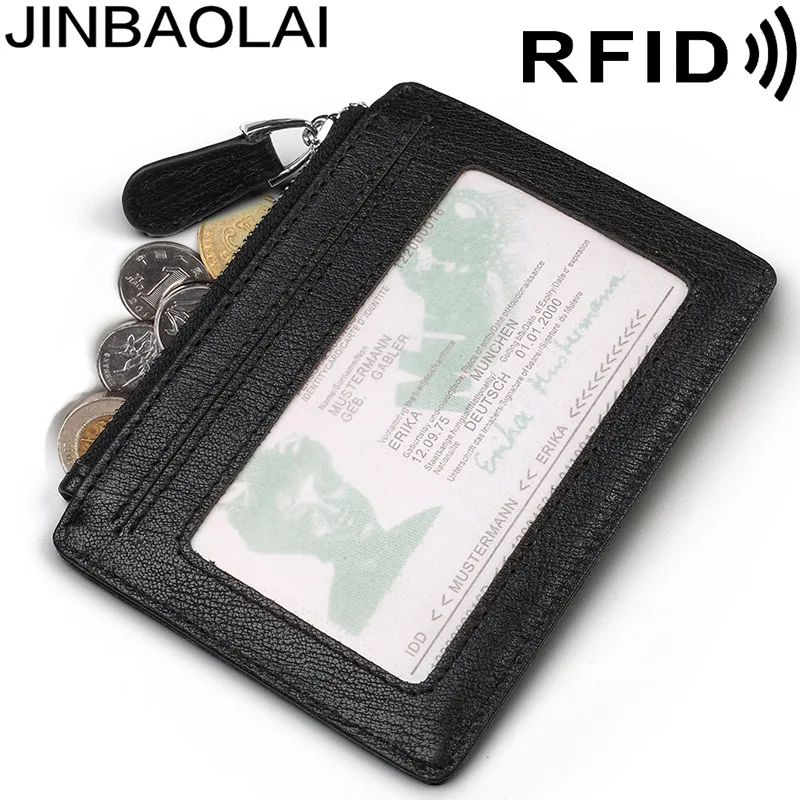Jinbaolai Amazon горячая Распродажа RFID антимагнитный кожаный мужской кошелек на молнии